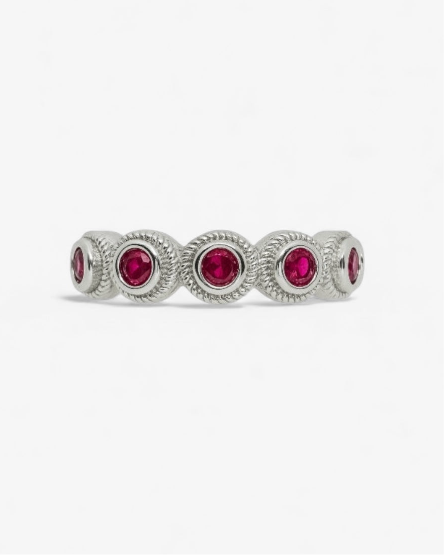 Anillo lágrima rosa plata