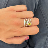 Anillo love verde plata
