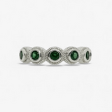 Anillo lágrima verde plata