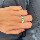 Anillo lágrima verde plata
