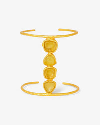 Brazalete Sun de latón bañado en oro con citrinos en bruto - CASALÉ