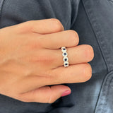 Anillo lágrima azul plata