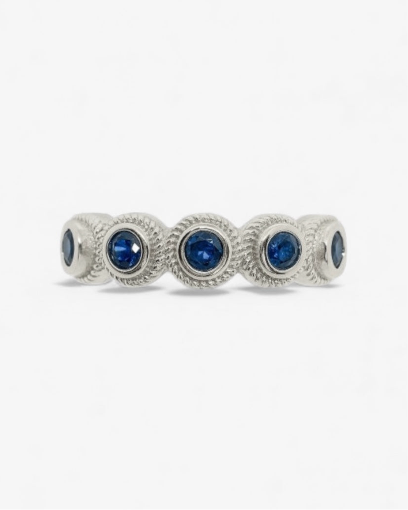 Anillo lágrima azul plata