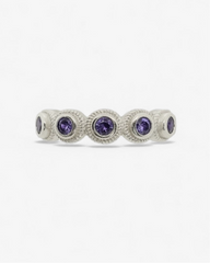 Anillo lágrima lila plata