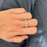 Anillo lágrima rosa plata