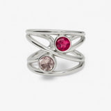 Anillo love rosa plata