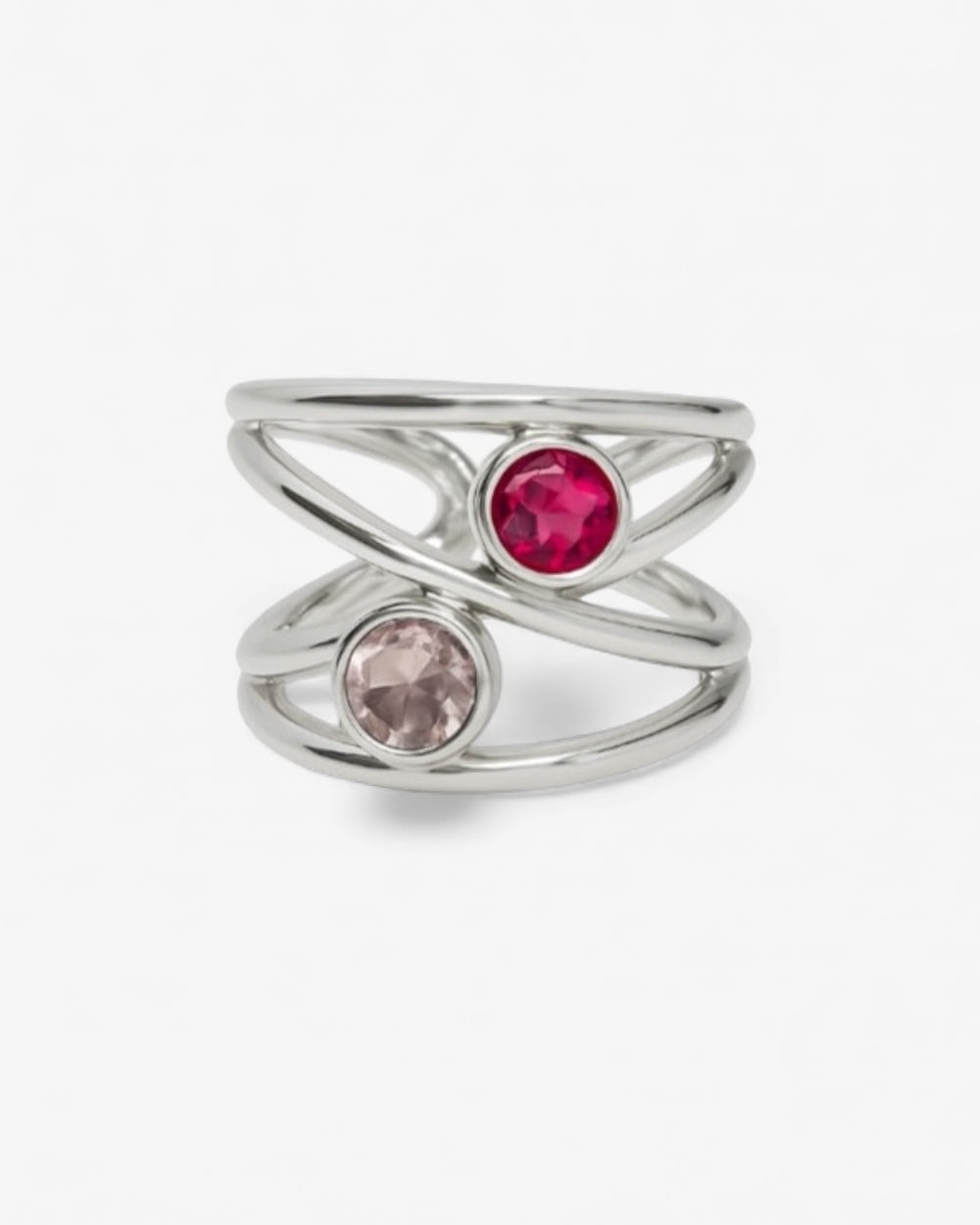 Anillo love rosa plata