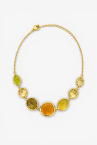 Chocker Senda amarillo de latón bañado en oro con piedras naturales - CASALÉ