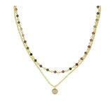Collar calcedonia turmalina oro